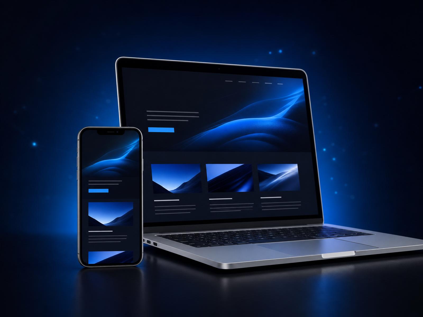Website mockup on laptop and phone